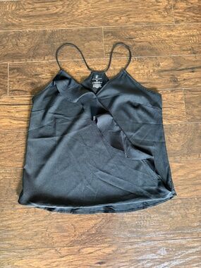 New York and Company Black Polyester Ruffle Camisole Top Size M